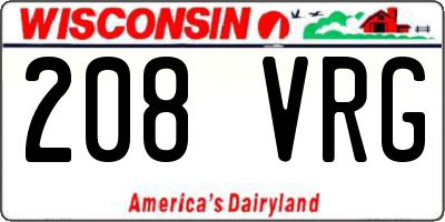 WI license plate 208VRG