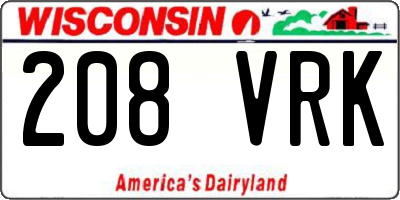 WI license plate 208VRK