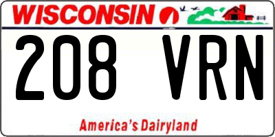 WI license plate 208VRN