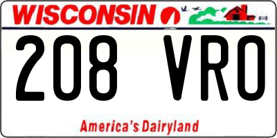 WI license plate 208VRO