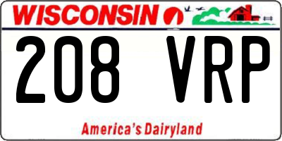 WI license plate 208VRP