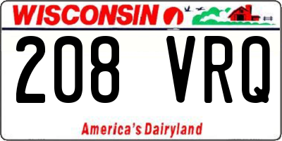 WI license plate 208VRQ