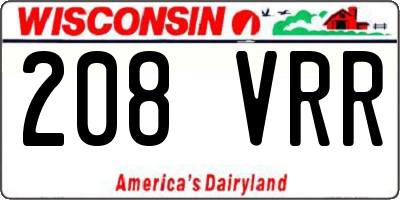 WI license plate 208VRR