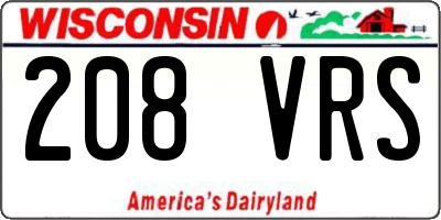 WI license plate 208VRS