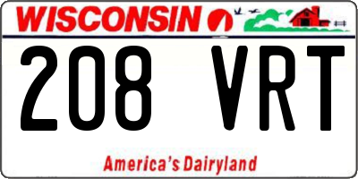 WI license plate 208VRT