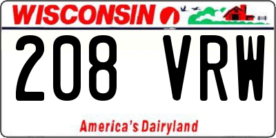 WI license plate 208VRW