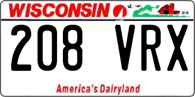 WI license plate 208VRX