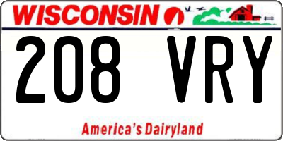WI license plate 208VRY