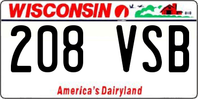 WI license plate 208VSB