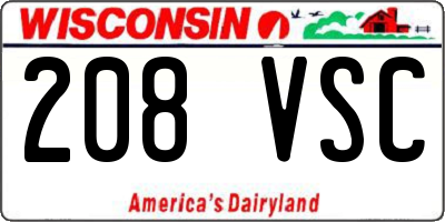 WI license plate 208VSC