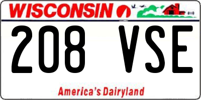 WI license plate 208VSE