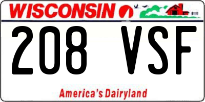 WI license plate 208VSF