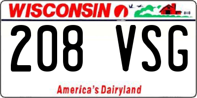 WI license plate 208VSG
