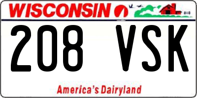WI license plate 208VSK