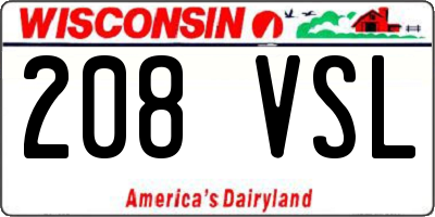 WI license plate 208VSL