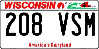 WI license plate 208VSM