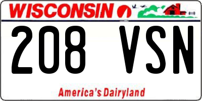 WI license plate 208VSN