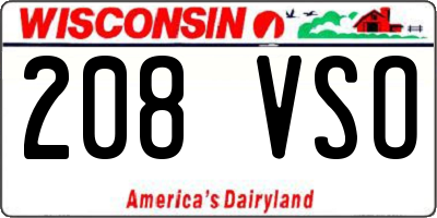 WI license plate 208VSO