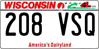 WI license plate 208VSQ