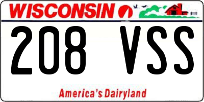 WI license plate 208VSS