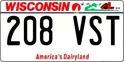 WI license plate 208VST