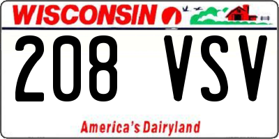 WI license plate 208VSV