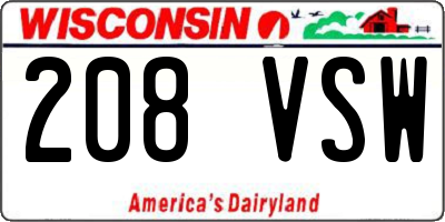 WI license plate 208VSW