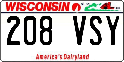 WI license plate 208VSY