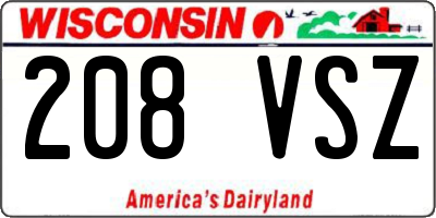 WI license plate 208VSZ