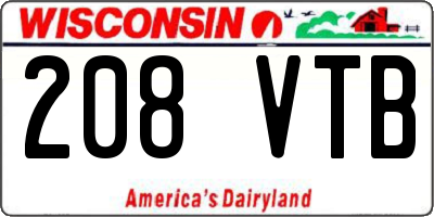 WI license plate 208VTB