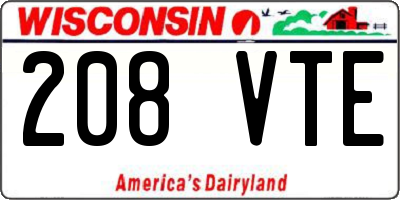 WI license plate 208VTE