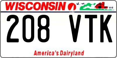 WI license plate 208VTK