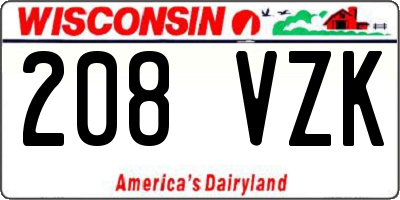WI license plate 208VZK