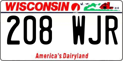WI license plate 208WJR