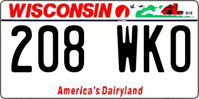 WI license plate 208WKO