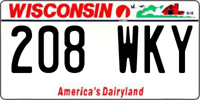 WI license plate 208WKY