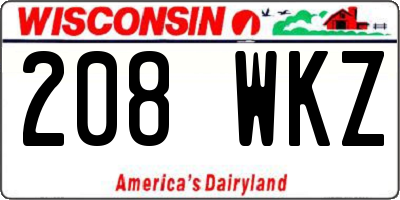 WI license plate 208WKZ