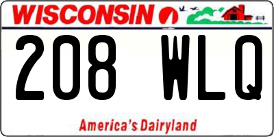 WI license plate 208WLQ