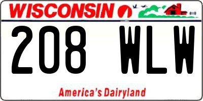 WI license plate 208WLW