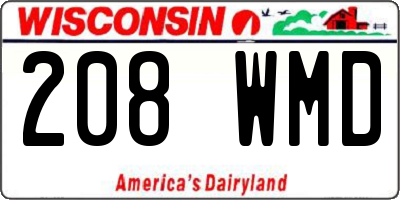 WI license plate 208WMD
