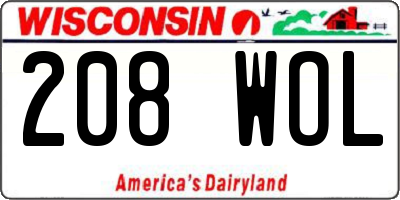WI license plate 208WOL