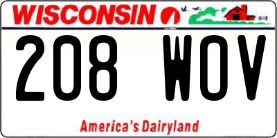WI license plate 208WOV