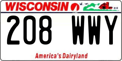 WI license plate 208WWY