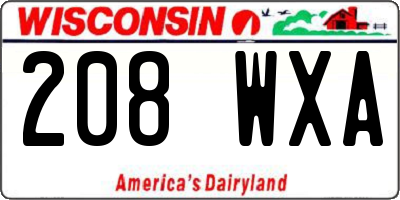 WI license plate 208WXA