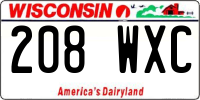 WI license plate 208WXC