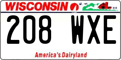 WI license plate 208WXE