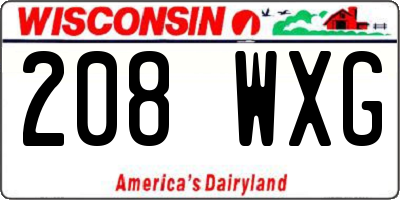 WI license plate 208WXG