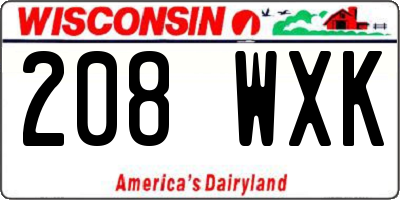 WI license plate 208WXK