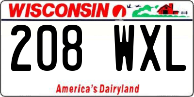 WI license plate 208WXL