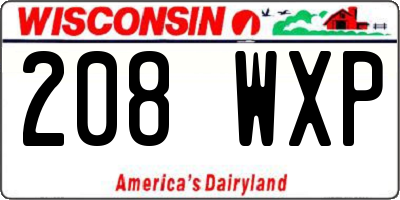 WI license plate 208WXP